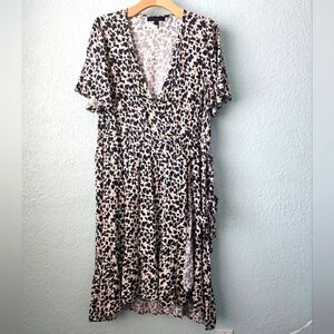 Rachel Roy dress leopard faux wrap high low hem